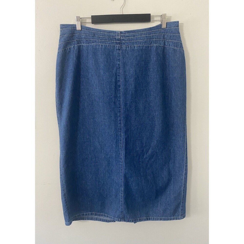Emma James Womens Midi Denim Skirt Embroidered Waist 16W Western Cowgirl